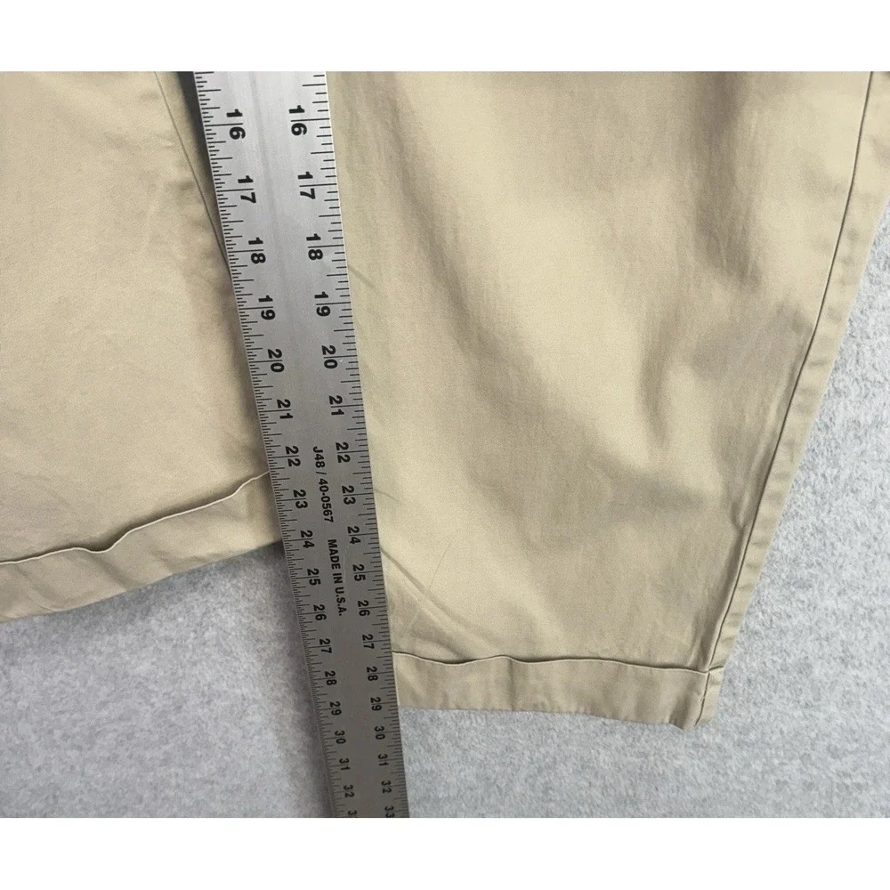 VTG Polo Ralph Lauren Mens Hammond Chino Pants Khaki 38W x 30L Cotton Cuff Pleat
